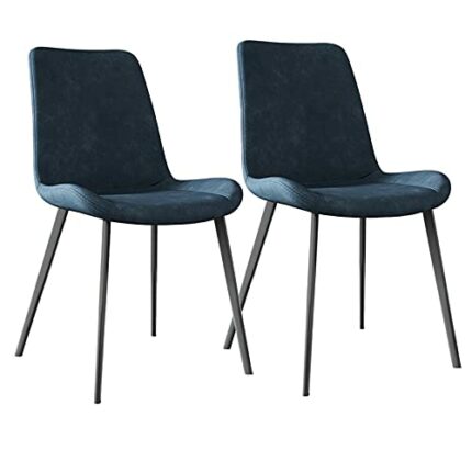 Kitchen Dining Room Furniture Chairs Dining Chair Set Of 2 Living Room Kitchen Chair Water Proof PU Leather Lounge Side Chair Black Carbon Steel