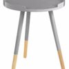 Premier Housewares Round Small Side Table Small Outside Table Small Outdoor Table Side Table MDF Grey Table Wood Narrow Side Table 49 x 40 x 40 c