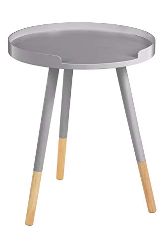 Premier Housewares Round Small Side Table Small Outside Table Small Outdoor Table Side Table MDF Grey Table Wood Narrow Side Table 49 x 40 x 40 c