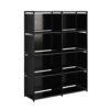 JIUYOTREE 6-Tiers Portable Bookshelf with Fabric Cloth at Back, 10 Cube Closet Storage Organiser Bookcase, Living Room,Study Room,Bedroom, Black