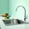 GROHE BauEdge – Single Lever Kitchen Mixer Tap (Monobloc Installation, High Spout, Swivel Area 360˚, 28 mm Ceramic Cartridge, Tails 3/8 inch), Ea