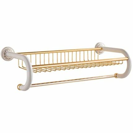 N/A Aluminum Double Layer Towel Bar, Wall Mount Bathroom Storage and Towel Bar, Bathroom Shelves, Towel Holders, Bath Towel Rack