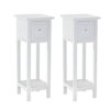 Ruication Pair of Bedside Table Storage Cabinet With 1 Drawer White Wooden Furniture Shelf Side Table Slim Tall Telephone Table Chest of Drawers