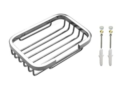 VIBORG Solid Extra-thick Sus304 Stainless Steel Wire Wall Mount Mounted Bathroom Bath Shower Soap Bar Basket Dish Shelf Holder Caddy (Polished mi