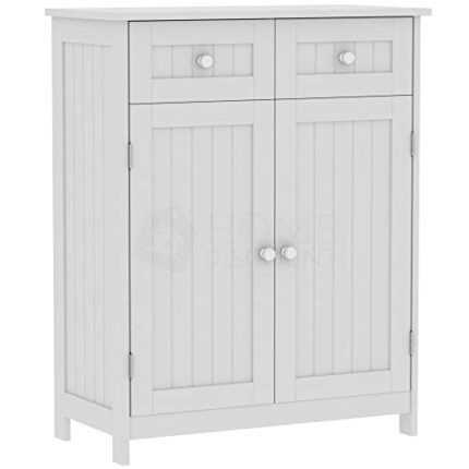 Bath Vida Priano 2 Drawer 2 Door Bathroom Cabinet Storage Cupboard Floor Standing Unit, White