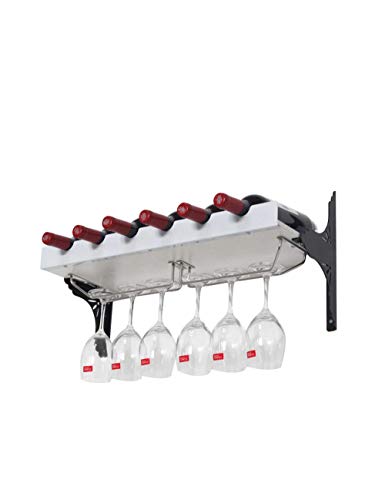 PIBM Stylish Simplicity Wine Rack Wall-Mounted Wine Rack and Glass Bracket, Home and Kitchen Bar Decoration Accessories, Wrought Iron, Multi-Styl