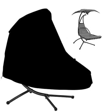 Uposao Black Waterproof Patio Hanging Chaise Lounge and Stand Cover Outdoor Hanging Curved Steel Chaise Hammock Lounge Chair Covers Durable 73 In