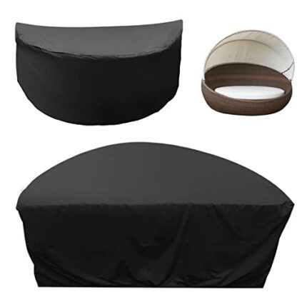 LALAGO Oval Sun Island Cover, Thick Protective Cover, Sun Island Semi-Round Oxford Fabric, Adjustable Garden Island Cover, Waterproof Garden Loun