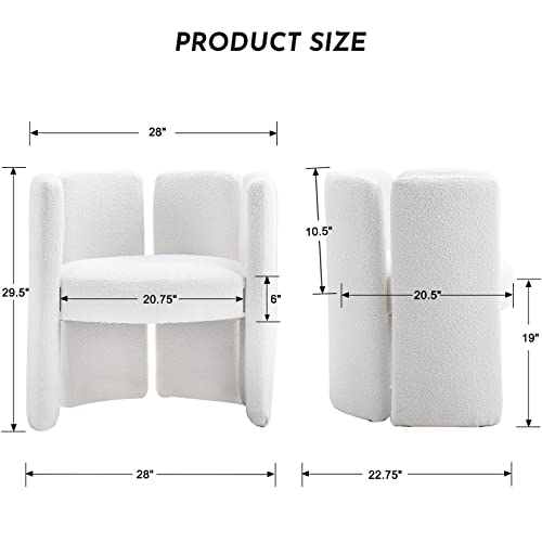 LZAREAL Modern Sherpa Accent Chairs Set of 2 Comfy Upholstered Barrel Side Chair Contemporary Single Sofa Chair for Living Room Bedroom Small Spa