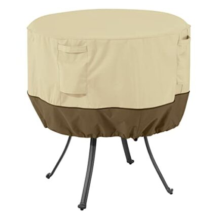Classic Accessories 55-569-011501-00 Veranda Round Patio Table Cover Durable and Water Resistant Patio Set Cover, Pebble, Large