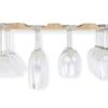 Hanging Under Cabinet Stemware Wine Glass Holder Rack , Adjustable Natural Wood , Pack of 2