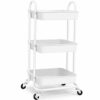 KINGRACK Storage Trolley Cart, 3 Tier Rolling Multi-Purpose Organiser, Organizer with Handles, Utility Cart Lock Wheels, Serving for Home, Office