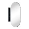 EGHOME Chrome Oval Recessed Bathroom Medicine Cabinet with Mirror Stainless Steel Metal Framed Oblong Pill Shaped Bathroom Cabinet with Mirror 16