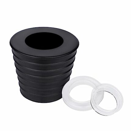 SAVITA Patio Table Umbrella Hole Ring, Silicone Black Table Umbrella Hole Plug Cone with Transparent Umbrella Hole Ring Fits Parasol Poles 1.5inc