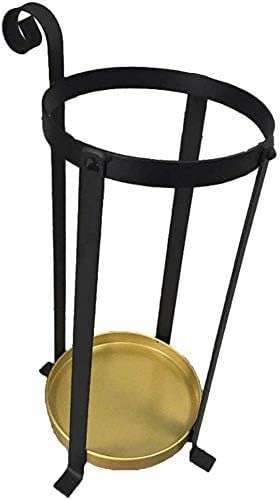 HIGOH Umbrella Stands Rack Umbrella Stand for Hallway Metal Umbrella Stand, Round Umbrella Holder Rack, with Hooks and Drip Tray Rack