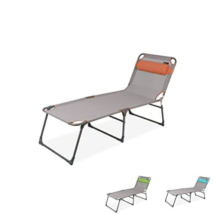 Portal Outdoors Unisex's Lounger/Camping Bed Reclining Backrest and Removable Adjustable Pillow, Supports up to 120kg, Green, One Size