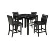 WALNUT 5 Piece Kitchen Dining Table Set Marble Top Height Dining Table Set With 4 Leather Upholstered Chairs