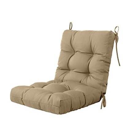 BLISSWALK Outdoor Chair Cushions, Tufted Outdoor Cushions Seat and Back, All Weather Patio Furniture Cushions,40" x20“,Khaki