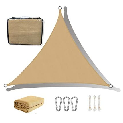 VANTHEIR Triangle Sun Shade Sail 3x3x3m Sails Canopy Waterproof PES Polyester 95% UV Block, Awning with Free Rope for Patio Party Backyard Lawn G