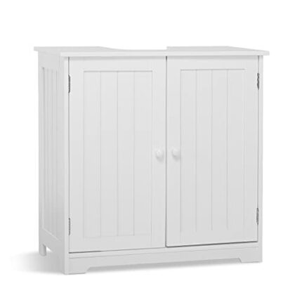 Meerveil Under Sink Cabinet, Bathroom Floor Cabinet with 2 Doors and 2 Shelves Wooden Space Saving Free Standing for Bathroom, 60 x 30 x 60 cm, W