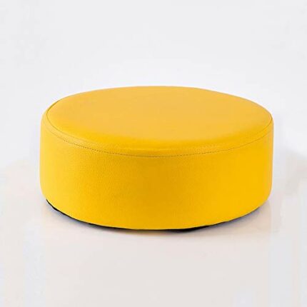 LUKEO Yellow Footstool, Round Leather Footstool for Household Use, Shoe Changing Stool