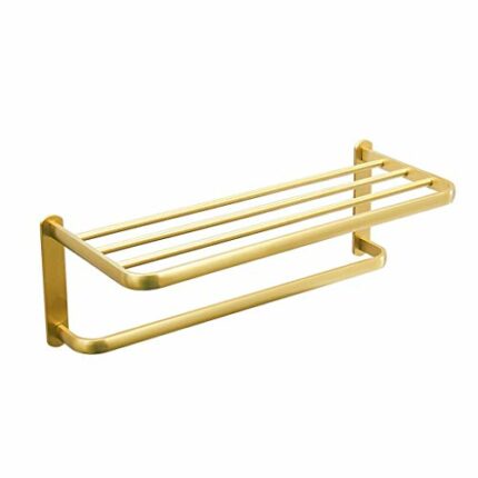 FVRTFT Bathroom Shelf Bathroom Shelves, Shelf Metal Kitchen Shelf Bathroom Storage Shelf Shower Electroplated Bathroom Brass Single Layer Storage