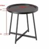 ASPECT Louisa Wooden Tray/Round Side End Table-Oak Veneer in Black Finish, Metal, Dia x 50(H) cm