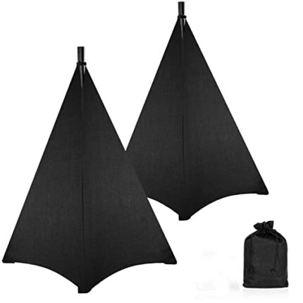 BQKOZFIN 2 Packs Speaker Stand Cover with 360 Degree Cover, Floor Speaker Tripod Scrim Cover Universal Dj Light Speaker Stand Skirt for Weddings