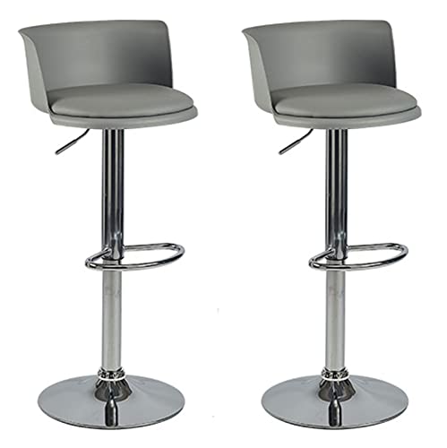 WJIHUYU Wide Bar Stool, Set of 2 360° Swivel Adjustable Barstool with Back and Armless PU Leather Upholstered Airlift Counter Height Bar Chair fo