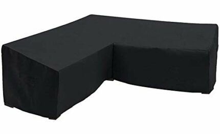 Orqihod L-shaped Garden Furniture Cover Waterproof 600D Heavy Duty Garden Rattan Corner Furniture Covers with Storage Bag 215x215cm Black Protect