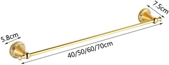XHALERY Bathroom European-Wide Copper and Gold Towel Rack Bathroom Towel Bar Towel Rack Single Rod Drawing Process Tower Hanger/60Cm