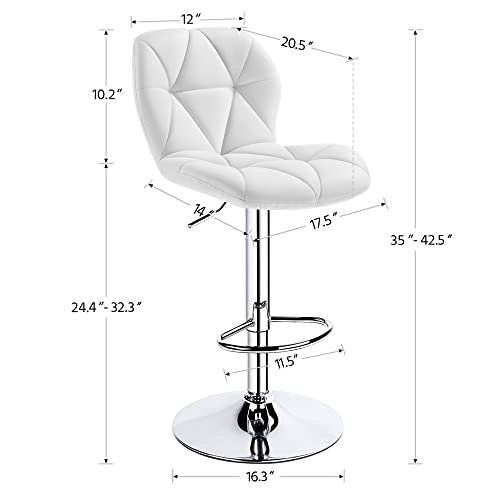 WALNUT Adjustable Faux Leather Swivel Armless Bar Stool, Set of 2, Chair Bar Bar Stools Set of 2 (Color : 3-pack, Size : 17.5" x 20.5" x 34.6-42.