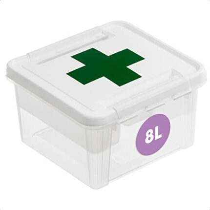 SmartStore 8L Plastic First Aid Box - Medicine Storage Box with Insert - Transparent and Lockable Medicine Box - BPA Free - Clip Locked - L28 x W