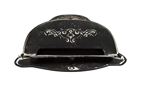 Creative Co-op Black Embossed Tin Letter Post Box, 10" x 15.5"