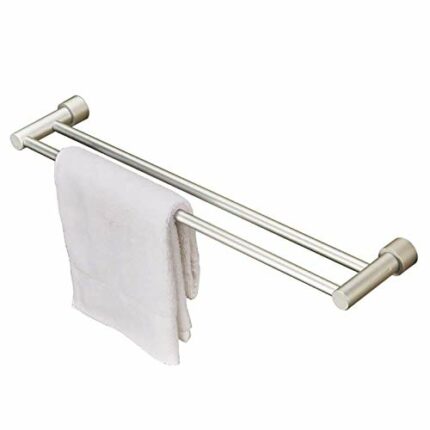 Towel Rack Aluminum Towel Holder Double Pole Towel Rail Wall Mounted Bathroom Kitchen Accessories Modern Brushed Finish Drilling Installation