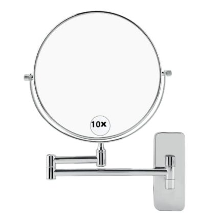 Nicoone 8 Inch 10X Wall Mounted Makeup Mirror,Magnifying Double Sided Adjustable Extendable Vanity Mirror,360° Swivel Makeup Mirror for Home, Hot