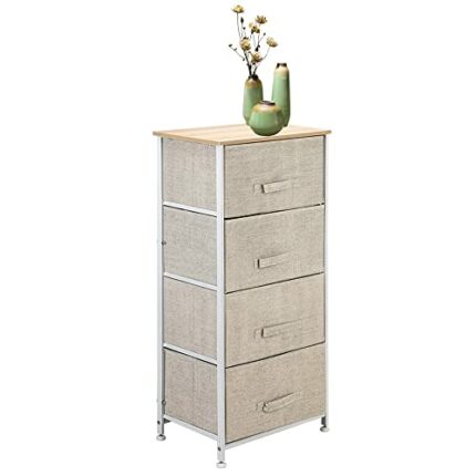 FGHOEV Non-woven Chest of Dresser Home Bedroom Furniture Space Saving 4 Drawers Fabric Dresser Storage Organizer Tower