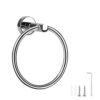 Stainless Steel Towel Ring, Black Matte Bathroom Kitchen Towel Holder, Bathroom Accessories Hanging Towel Hanger Round Towel Rack 6.49in/16.5cm