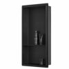 Bernkot Stainless Steel Shower Niche Matte Black 24" X 12" No Tile Needed Wall Niche Rimless Double Recessed Shower Shelves for Bathroom Flush-Mo