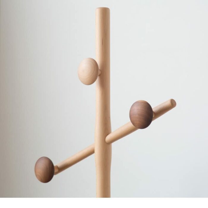 N/A Wooden Coat Hanger Design Floor-to-ceiling Coat Rack Single Pole Standing Bedroom Furniture Floor-to-ceiling Coat Hanger (Color : Argento, Si