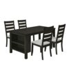 FEER Kitchen 5 Piece Dining Table Farmhouse Wood W/2 Tier Storage Racks 4 Person Kitchen Set W/Upholstered Dining Chair