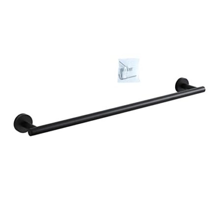 Hoopever 24Inch Towel Rails Wall Mounted, SUS304 Stainless Steel Towel Holder Hanger Rail, Black Round Single Towel Bar Rack Bath Towel Hanger Or
