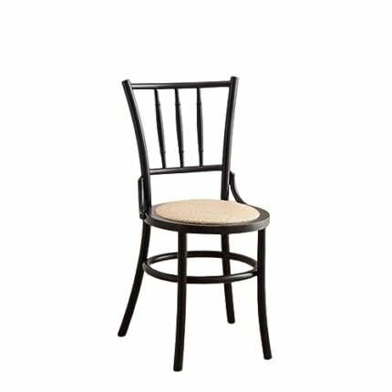 JJZXD Solid Wood Dining Chair Rattan Weaving Backrest Stool Living Room Chair Retro Nostalgia Home Furniture