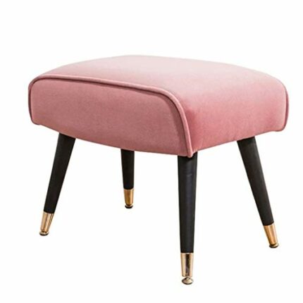 FGHOEV Upholstered Vanity Footstool Side Table Seat Dressing Chair with Golden Metal Leg Fabric stool (Color : Argento)