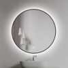 SkiPdr round Bathroom Mirror with Illuminated Led Dimmable and Aluminum Alloy Frame, Wall Mounted Makeup Shaving Size: Φ60/70/80Cm, Black FrameLe
