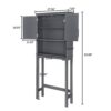 Two Door Toilet Cabinet Against The Wall Bathroom Cabinet Gray Storage Cabinet 27.56x7.85x65.08"