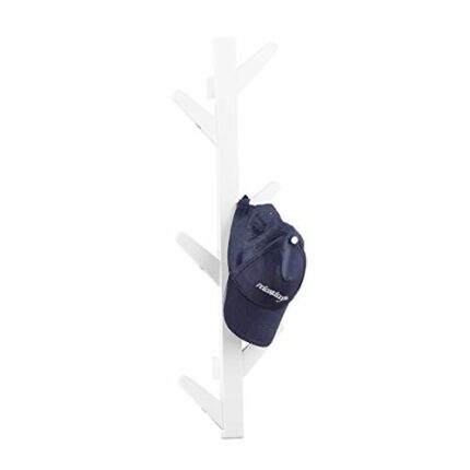 Relaxdays Bamboo Coat Rack, 6 Hooks, Hanging Hook Bar for Bathroom and Hallway, HxWxD: 78 x 26 x 7 cm, White