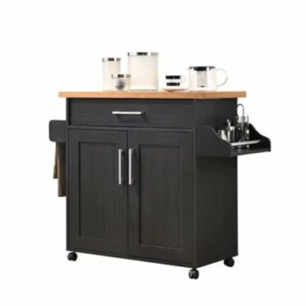 GRETD Furniture Storage Cabinet Mobile Double Door Kitchen Cabinet With Spice Rack and Towel Counter Organizer