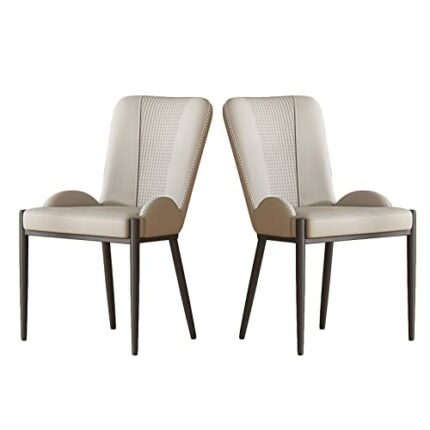 WANGFENG 2PCS Accent Chairs, Waterproof PU Leather kitchen Chair with Backrest and Padded Seat Reception Chairs for Home Living Room Furniture(4