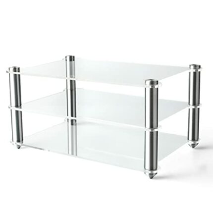 KGUSS Mini Audio Component Rack Acrylic 2-Layer Rack Aluminium Holders Small Desktop Transparent Rack for HiFi Audio Equipment dac Amplifier Amp